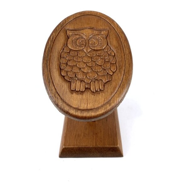 Bratton Woodcraft Owl Recipe Card Holder Note Wooden Clothespin Clip Stand - Picture 1 of 8